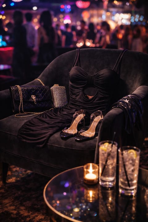 Tenue de soirée libertine associant clubwear élégant et lingerie